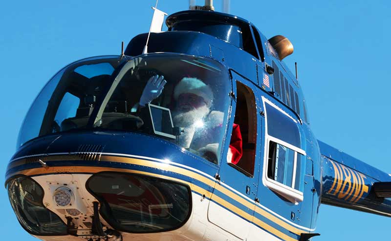 Santa in a helicopter