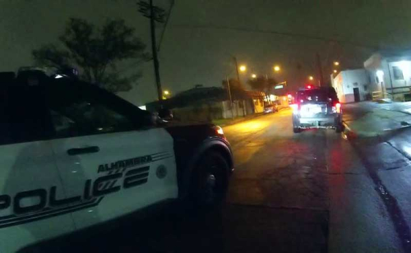 Police car with lights on