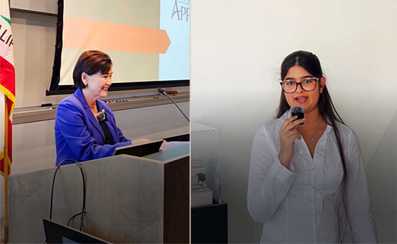 a woman and a girl speaking