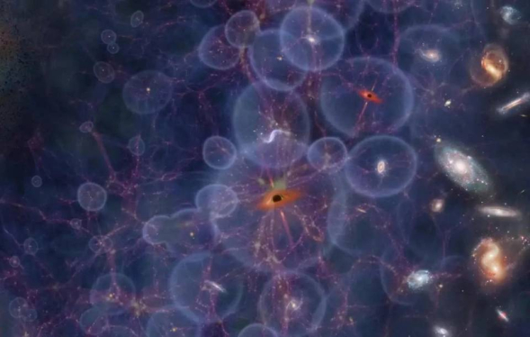 circles within circles of light within a dark background of the cosmos