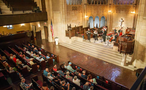 musicians playing at a church