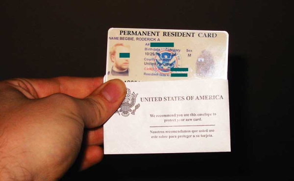 a hand holding a green card