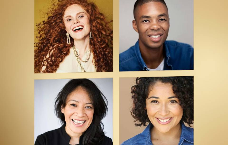 four photos create a square, each of a smiling performer in their 20s or 30s